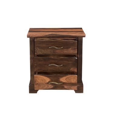 27 Inch Solid Wood Three Drawer Nightstand In Dark Brown
