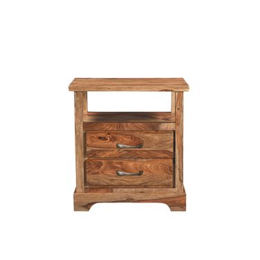27 Inch Solid Wood Two Drawer Nightstand In Brown