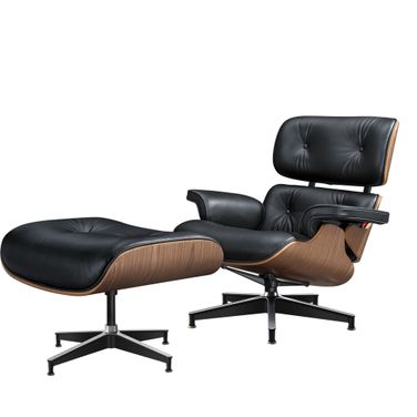 27 Inch Tufted Genuine Leather Swivel Lounge Chair with Ottoman In Light Brown and Black