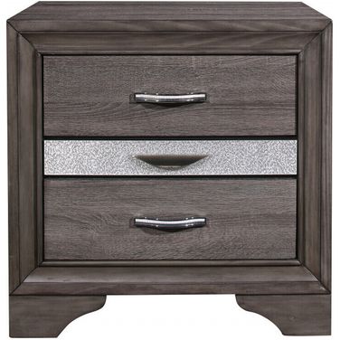 27 Inch Wood and Solid Wood Two Drawer Nightstand In Gray