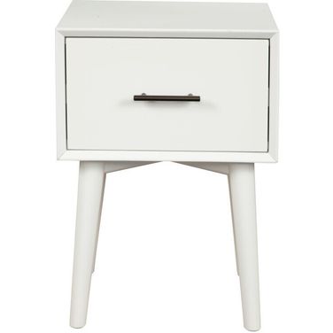 27 Inch Wood End Table with Drawer In White