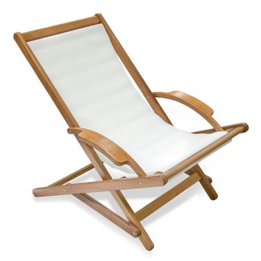 27 Inch Wood Solid Wood Indoor Outdoor Deck Chair In White and Natural