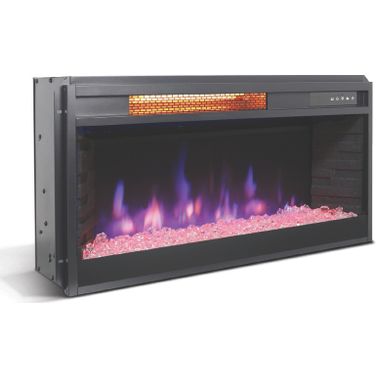 28 Inch Crystal Fireplace Insert In Black