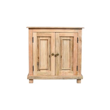 28 Inch Distressed Solid Wood Nightstand with Storage In Natural