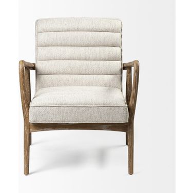 28 Inch Fabric Lounge Chair In Brown and Cream