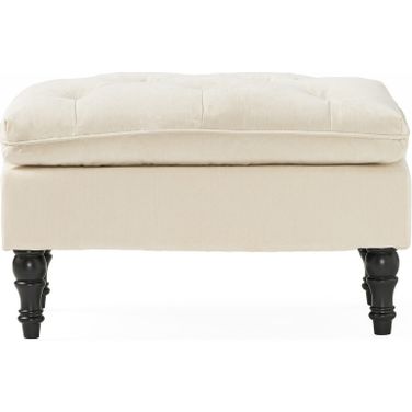 28 Inch Ottoman with Diamond Tufted Pillow Top In Cream