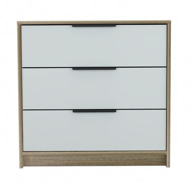 28 Inch Three Drawer Dresser In White and Brown
