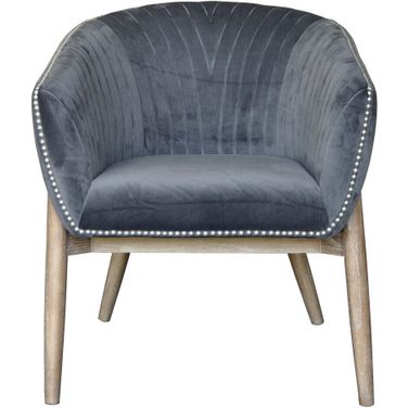 28 Inch Velvet Arm Chair In Brown and Gray
