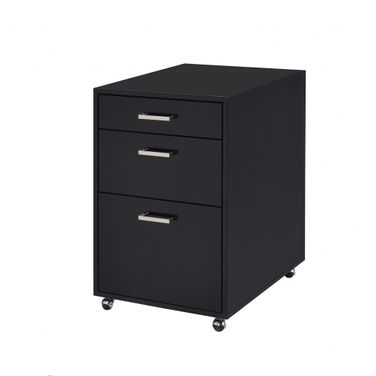 28 Inch Wood and Metal Three Drawers Filing Cabinet In Black