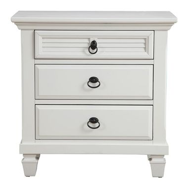 28 Inch Wood Three Drawer Nightstand In White
