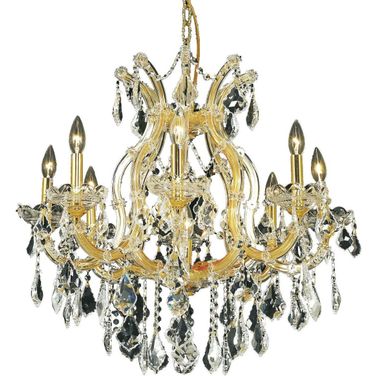 2800d26gRc Maria Theresa 26" Gold 9 Light Chandelier With Clear Royal Cut Crystal Trim