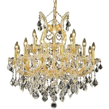 2800d30gRc Maria Theresa 30" Gold 19 Light Chandelier With Clear Royal Cut Crystal Trim