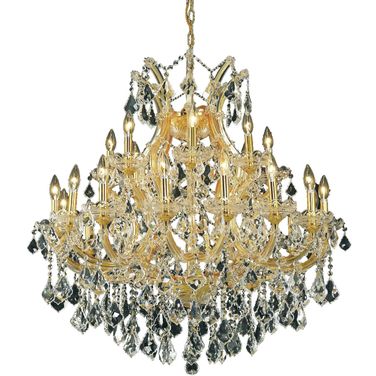 2800d36gRc Maria Theresa 36" Gold 24 Light Chandelier With Clear Royal Cut Crystal Trim