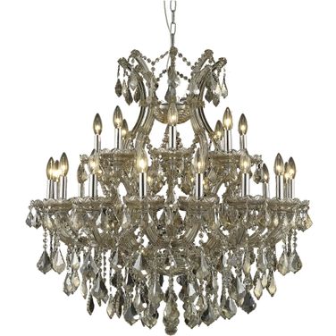 Maria Theresa 36 Inch 24 Light Chandelier With Golden Teak Royal Cut Crystal Trim