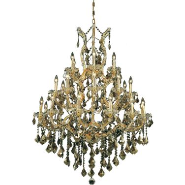 2800d38g GtRc Maria Theresa 38" Gold 28 Light Chandelier With Golden Teak Royal Cut Crystal Trim