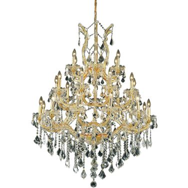 2800d38gRc Maria Theresa 38" Gold 28 Light Chandelier With Clear Royal Cut Crystal Trim