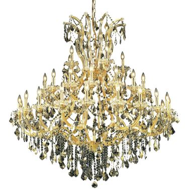 2800G52G-GT/RC Maria Theresa 52" Gold 41 Light Chandelier With Golden Teak Royal Cut Crystal Trim