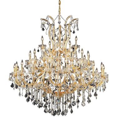 2800G52G/RC Maria Theresa 52" Gold 41 Light Chandelier With Clear Royal Cut Crystal Trim