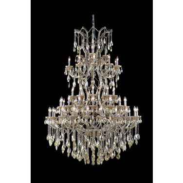 Maria Theresa 54 Inch 61 Light Chandelier With Golden Teak Royal Cut Crystal Trim