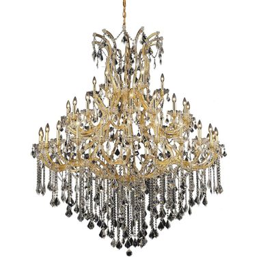 2800G60G/RC Maria Theresa 60" Gold 49 Light Chandelier With Clear Royal Cut Crystal Trim