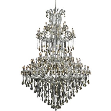 2800G96C-GT/RC Maria Theresa 72" Chrome 85 Light Chandelier With Golden Teak Royal Cut Crystal Trim