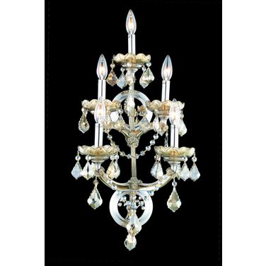 Maria Theresa 12 Inch 5 Light Wall Sconce With Golden Teak Royal Cut Crystal Trim