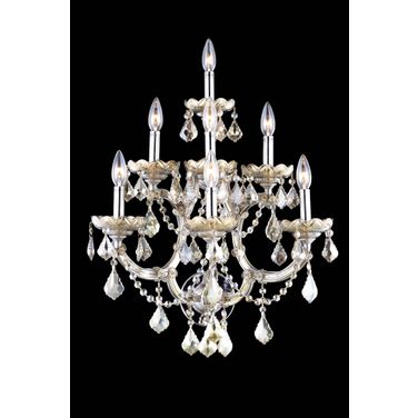 Maria Theresa 22 Inch 7 Light Wall Sconce With Golden Teak Royal Cut Crystal Trim