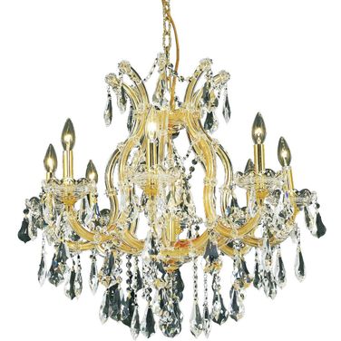 2801D26G/RC Maria Theresa 26" Gold 9 Light Chandelier With Clear Royal Cut Crystal Trim