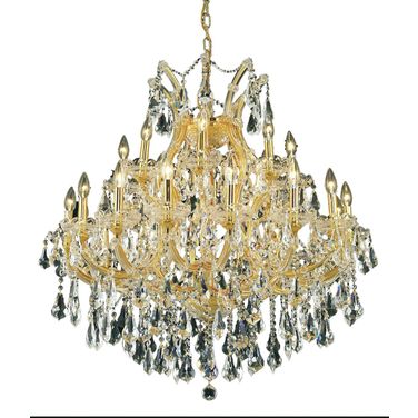 2801D36G/RC Maria Theresa 36" Gold 24 Light Chandelier With Clear Royal Cut Crystal Trim