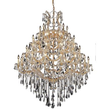 2801G46G/RC Maria Theresa 46" Gold 49 Light Chandelier With Clear Royal Cut Crystal Trim