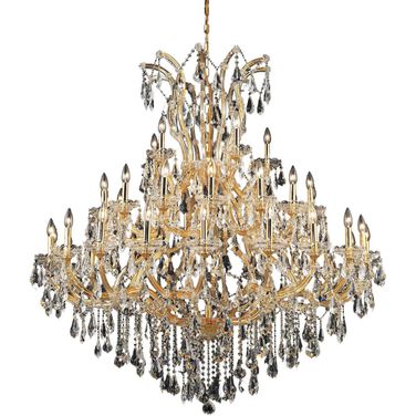 2801G52G/RC Maria Theresa 52" Gold 41 Light Chandelier With Clear Royal Cut Crystal Trim