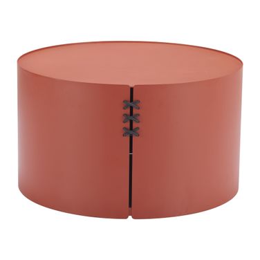 29 Inch Rounded Aluminum Outdoor Coffee Table In Terra Cotta