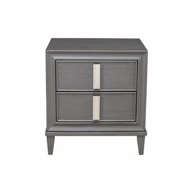 29 Inch Solid Wood and Wood Two Drawer Nightstand In Dark Gray