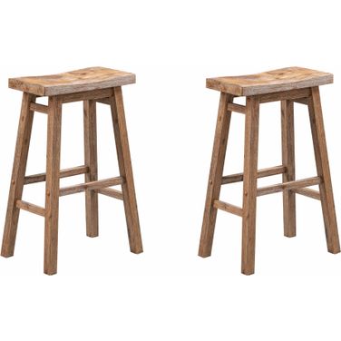 29 Inch Sonoma Saddle Stool Set of 2 In Barnwood Wire-Brush