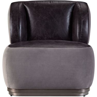 29 Inch Velvet Slipper Chair In Brown and Slate Grey