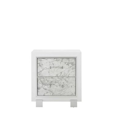 29 Inch Wood Two Drawer Nightstand In White