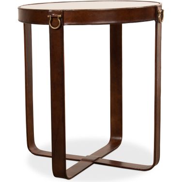 29055 Brown Leather Harness Table