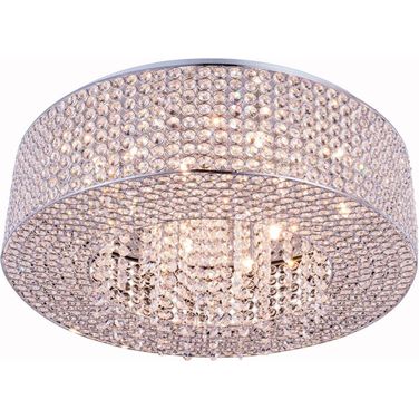 Amelie 24" Chrome 10 Light Flush Mount With Clear Royal Cut Crystal Trim