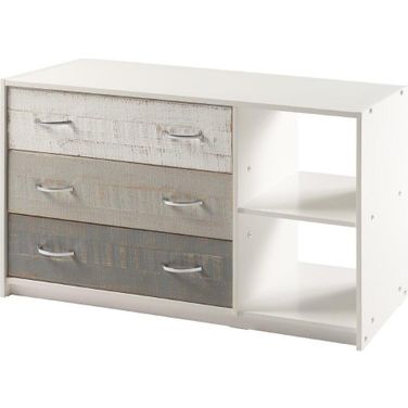 3 Drawer Chest-Shelf Grey White