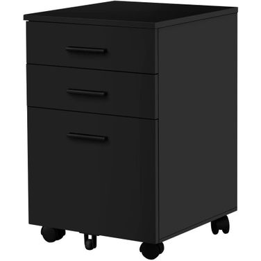 3 Drawer Filing Cabinet In Black On Castors