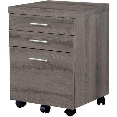 3 Drawer Filing Cabinet In Dark Taupe On Castors