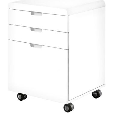 3 Drawer Filing Cabinet In High Glossy White On Castors