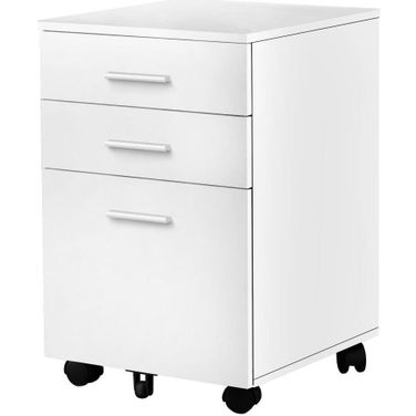 3 Drawer Filing Cabinet In White On Castors I 7780