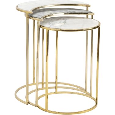3 Piece Astronomy Nesting Table Set In Gold and White