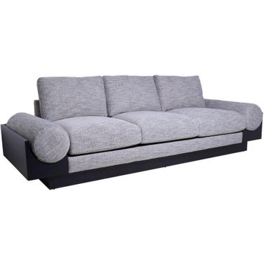 3- Seater Bolster Sofa With Black Wood Base In Tan/Black