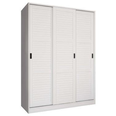3-Sliding Wardrobe with Louvered Doors In White