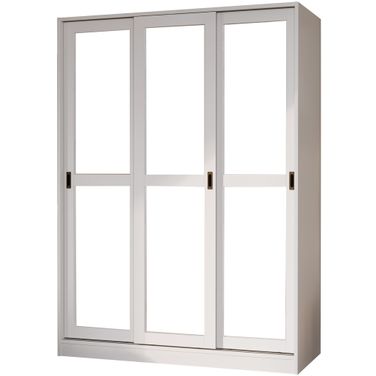 3-Sliding Wardrobe with Mirrored Doors In White