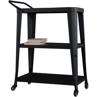 3-Tiered Dining Cart with Swivel Wheels In Black