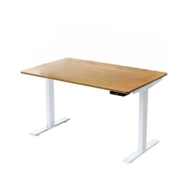 30 Inch Adjustable Stainless Steel Computer Desk In White and Brown
