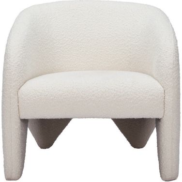 30 Inch Faux Shearling and Upholstered Arm Chair In White